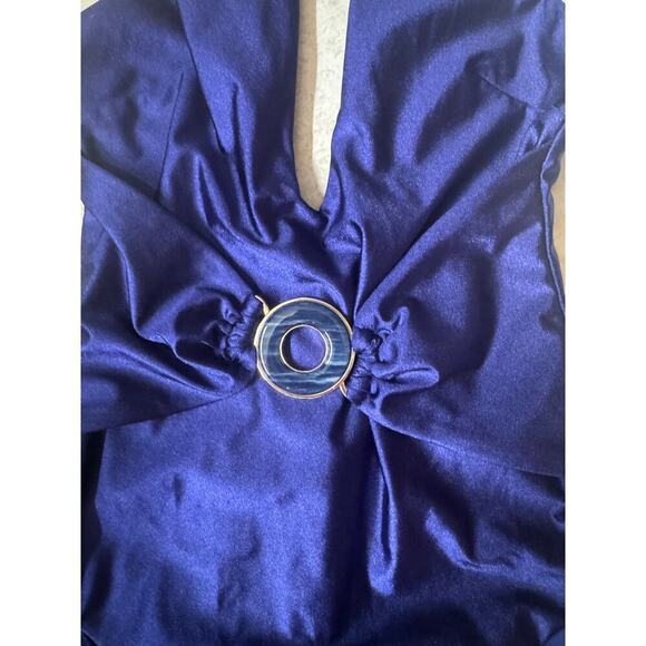 Zimmermann New Tiggy Plunge Circle Link One Piece Swimsuit Blue Size 2 US Size 6 - Picture 7 of 16